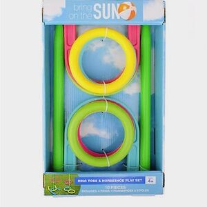 Ring Toss & Horseshoe Play Set Outdoor Backyard Sports Party Kids Play